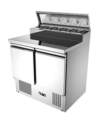 2 Door Mega Top Stainless Steel Salad Prep Refrigerator