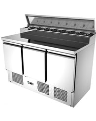 3 Door Mega Top Stainless Steel Salad Prep Refrigerator