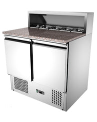 2 Door Telescoping Hood Marble Face Salad Prep Refrigerator