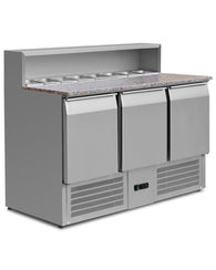 3 Door Telescoping Hood Marble Face Salad Prep Refrigerator